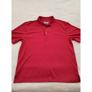 PGA Tour Airflux Mens Size Large Polo Golf Shirt Red Polyester Short Sleeve 3248